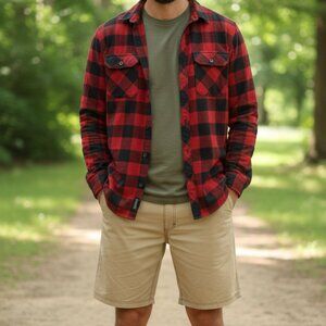 Cabelas tan khaki men's shorts size 46, multi pocket camp hiking utility outdoor